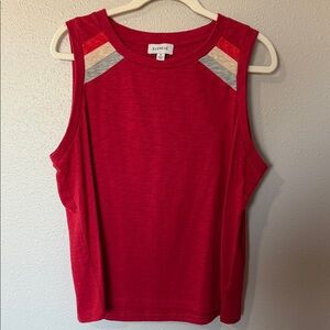 Evereve Red Muscle Tee with Striped Accents